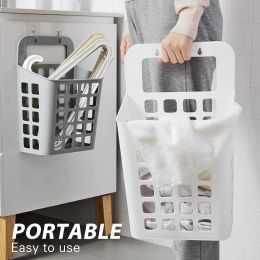 Baskets Wall Mounted Laundry Basket No Punch Dirty Clothes & Toy Hanging Storage Hampers Household Laundry Basket