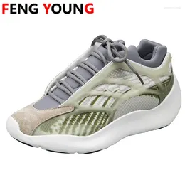 Fitness Shoes Leather Female Trainers Brand Ladies Lacing Casual 2024 Chunky Sneakers Wedges For Women Designers Fashion
