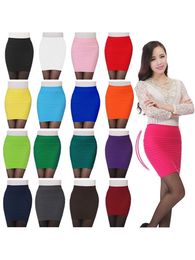 Summer Women High Waist Skirt Solid Colour Elastic Pleated For Office Lady Draped Slim Mini Sexy Pencil Skirts 240419