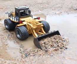 RC Truck Alloy Shovel 6CH 4WD Wheel Loader Metal Remote Control Bulldozer Construction Vehicles For Kids Hobby Toys Gifts MX2004141470063