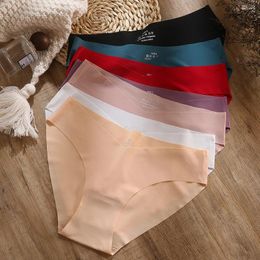 Women's Panties Ice Silk Seamless Female Underwear Low-Waist Solid Elasticity Briefs For Women Breathable Soft Sexy Lingerie