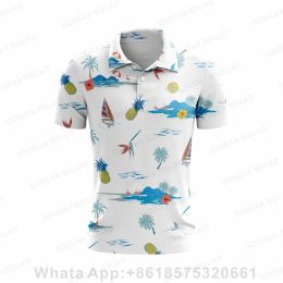 Accessories 2023 New Summer Hawaii Style Men Polo Shirt Casual Fashion Short Sleeve Quick Dry Fishing Golf Tshirt Lapel Button Polo Tshirt