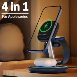 Chargers 3 in 1 Night Light Magnetic Wireless Charger Stand 30W Fast Charging Station Dock for iPhone 14 13 12 Pro Max IWatch 8 7 Airpods