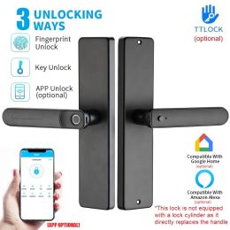 Control TTlock APP Unlock Smart Door Lock Fingerprint APP Key Unlock Electrical Lock for Home Safe Just Replacing The Handle USB Charge