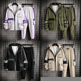 Tracksuits Men's Haruku Style Tracksuit 2 Piece Set Long Sleeve Hoodie Jacket and Sweatpants Men Jogging Suit Lightweight Clothes Autumn 220930 0930