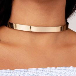 Necklaces KDLUN 10MM Metal Torques Choker Necklaces Simple Cuff Collar Necklace Fashion Vintage Jewellery Minimalism Gift Party Accessories