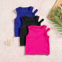 T-shirts Baby Kids Summer Sleeveless T-shirt 3pcs New Fashion Top Girls Stylish Clothes Children Breathable Outfits H240423