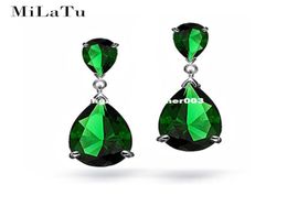 MiLaTu Green Zirconia Drop Earrings For Women Angelina Jolie Water Drop Pending Earrings Women Wedding Jewlery Gift E008TJ8315248