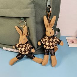 Creative Thousand Bird Grid Fashion Little Rabbit Doll Keychain Cute and Elegant Rabbit Plush Doll Women's Bag Pendant