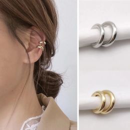 Earrings New Fashionable Unique Fake Perforated Metal Ear Clip Asymmetric Circular Cartilage Women Fashion Jewellery Gift Ear Cuff Girl