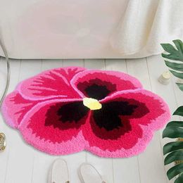 Carpet Pansy Non-slip Carpet Area Rugs Soft Plush Flocking Floor Mats Easy Clean Doormat Home Decoration Cute Bathroom Rug 70x68cm T240422