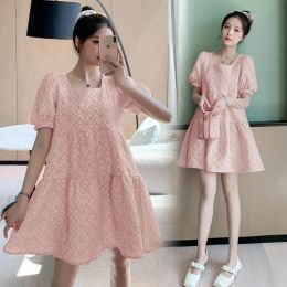 Dresses D9443# T Shirt + Dress Maternity Clothes Fashion Mom Korean Maternity Clothes Stylish Summer 2 Pcs Clothing