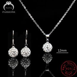 Necklaces Hot Luxury Spherical AAA Zircon Jewellery Set Round Shine Rhinestone Pendant Necklace And Drop Earrings Women Fashion Fine Gift