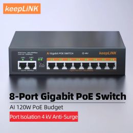 Routers PoE Switch 1000 Mbps 8 Ports Gigabit Network Standard PoE Ethernet Switch 52V Builtin Power For CCTV IP Camera/Wifi Router