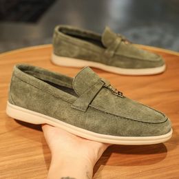 Classic Fashion Green Luxury Shoes High Quality Men Loafers Genuine Leather Casual for Footwear Mocasines Hombre 240410