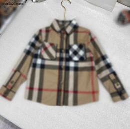 New kids designer clothes Long sleeved pocket baby shirt Size 100-150 CM girls Chequered printed cardigan boys Blouses 24April
