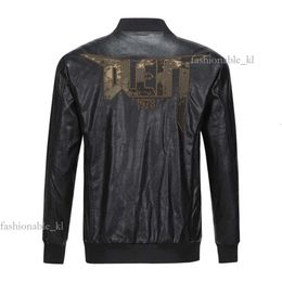 philip plain Designer High Quality Luxury Fashion Men's PP Skull Fur Leather Jacket Thick Baseball Collar Jacket Simulation Motorcycle 603