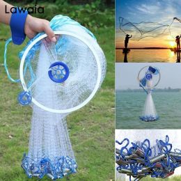 Accessories Lawaia Hand Cast Net Monofilament Fishing Line Folding Mesh Nylon Fishing Net Catch Fish Network Gaanized Steel Pendant