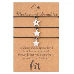 Charm Bracelets Mother's Day Bracelet Stainless Steel Hollow Pentagram Wax Wire Braided Card