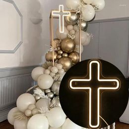 Party Decoration Neon Cross Sign Led Shaped Light For Baptism Decorations Welcome Christening First Communion Decor