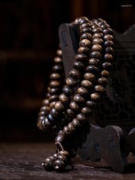 Necklace Earrings Set High Quality Natural Nha Trang Agarwood Bracelet Old Materials Eaglewood Buddha Beads Women Men Abacus Fidelity