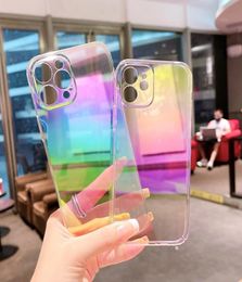 Rainbow Gradient Laser Aurora Cases Transparent Chameleon Hard PC Cover For iPhone 13 12 Mini 11 Pro XR XS Max X 8 Plus Samsung S27873742