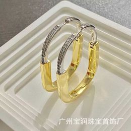 Designer sophistication tiffayss New Lock Earrings and Yang Chaoyues Same Premium 18k Rose Gold Diamond Buckle with Light Luxury Head