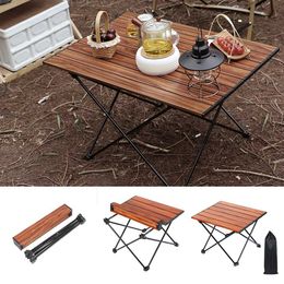 Camp Furniture Camping Tourist Portable Folding Balcony Egg Roll Ultra Light Simple Removable Lightweight Tourist Fishing Wooden Small Tables Y240423