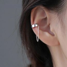 Earrings Silver Colour Fake Pierced Chain Clip Earrings for Women Asymmetric Ear Cuff Cartilage Earrings 2021 Trend Jewellery Accessories