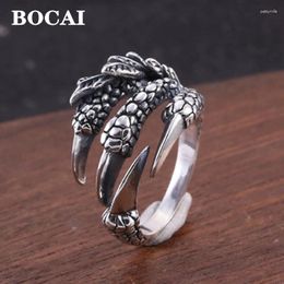 Cluster Rings BOCAI Wholesale Real S925 Silver Jewellery Fashionable Vintage Personalised Eagle Claw Ring For Men Exquisite Gifts