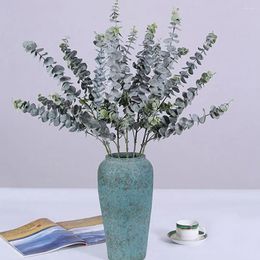 Decorative Flowers Beautiful Eucalyptus Leaf Shape Artificial Plant 3 Branches For Cafe