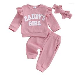 Clothing Sets Toddler Baby Girl Clothes Fall Winter Outfits Flower Print Long Sleeve Ruffled Sweatshirt Tops Pants 2PCS Infant Set