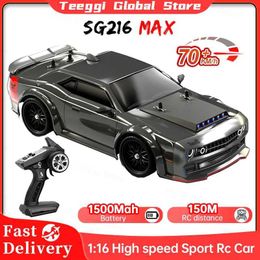 Elektro/RC -Auto SG216 Max 1 16 bürstenloser RC -Driftauto mit LED 70 km/h oder 40 km/h 4WD Hochgeschwindigkeits -Renn -RC -Auto -Monster -Truck für Kinder Geschenk T240422