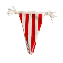 Decorative Flowers Striped Pennant Ban 1 Set Of Flags 10/30M Plastic Red Rope White For Your Circus Carnival Themed Party