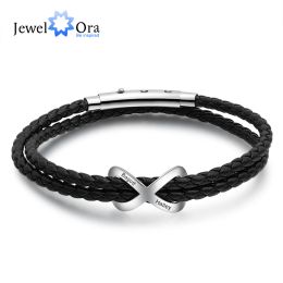 Bangle JewelOra Designer Personalised Engrave Name Infinity Bracelets for Women Men Stainless Steel Couple Bracelets New Year Gifts