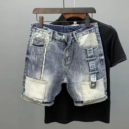 Summer Luxury Mens Clothing Cargo Washed Kpop Y2K Designer Streetwear Solid Boyfriend Vintage Ripped Jeans Denim Shorts 240420