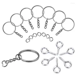 Keychains 150pcs/lot Key Ring With Chain Split Jump Rings Screw Eye Pins DIY Keychain Wholesale