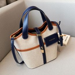 Evening Bags Vintage Canvas Shoulder For Women Top-handle Handbag Bucket Shaped Crossbody Totes Bag