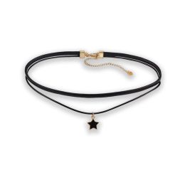 Necklaces Gothic DoubleLayer Thin PU Leather Choker Necklace Acrylic Star Pendant Collar Women Clavicle Chain Sexy Jewellery Drop Shipping
