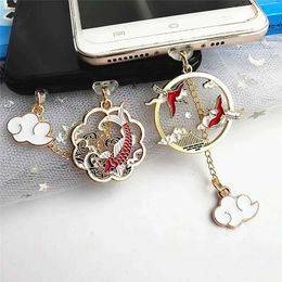 Cell Phone Anti-Dust Gadgets Red-Crowned Crane Dust Plug Charm Kawaii 3.5MM Jack Anti Dust Cap Pendant Charge Port Plug For iPhone Dust Protection Stopper Y240423