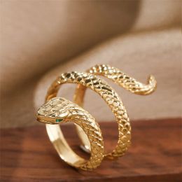 Bands Snake Rings For Women Men Punk Hip Hop Open Adjustable Gold Color Ring Zircon Aesthetic Jewelry anillos Homme Free Shipping