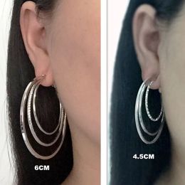 Earrings Clip on earrrings women Non pierced With cushion pad Fashion Jewelry Accessories Big Threelayer Circle Trend Ladies Earrings