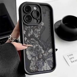 Cell Phone Cases INS Retro Butterfly Shadow Pattern Silicone Phone Case For phone 11 12 13 14 Pro 15 Pro Max Matte Shockproof Bumper Back Cover