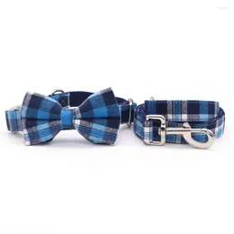 Dog Collars Classical Plaid Bowtie Collar Leash Free Engraving Personalise And Customise Metal