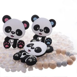 10pc Panda Silicone Pendant A Free born Teething Necklace Pacifier Chain Accessories Rodent Food Grade Toy Baby Teether DIY 240415
