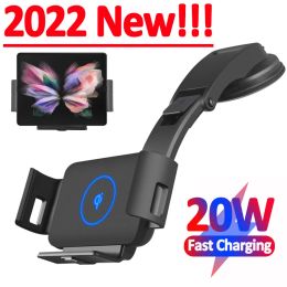 Chargers 20W Fast Car Wireless Charger Fold Screen Smartphone Air Vent Mount PHolder For Samsung Galaxy Fold 3 2 iPhone 13 12 Pro Max