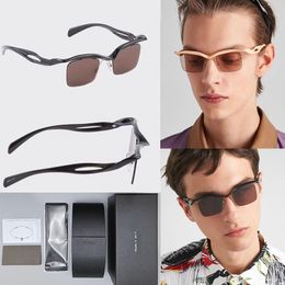 2024 New Mens Rectangular Frame Sunglasses Designer Fashionable Frameless Decorative Mirror High Quality Street Photo Glasses with Box SPRA15