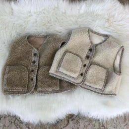 Coats 2022 Autumn Winter Baby Kids Warm Vest Coats Infant Boys And Girls Solid Outwears Sleeveless Vneck Cardigan