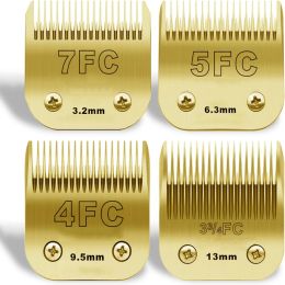 Trimmers 4 Pack Gold Detachable Pet Grooming Clipper Stainless Steel Blades Set,Compatible with Andis,Oster A5,Wahl KM10 Series Clippers