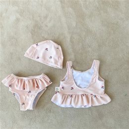 Swimwear MILANCEL 2022Summer Baby Swimming Suit Girls Cherry Swimming Wear 3pcs Swimmer Set